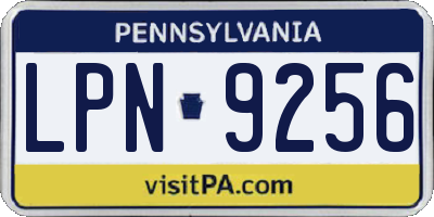 PA license plate LPN9256