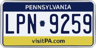 PA license plate LPN9259