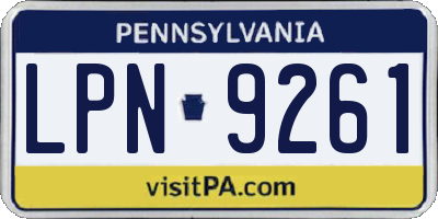 PA license plate LPN9261