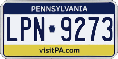 PA license plate LPN9273