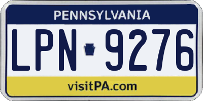 PA license plate LPN9276