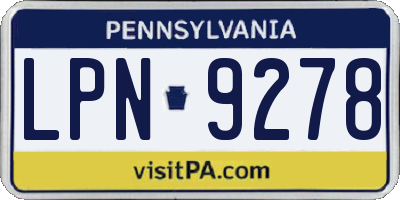 PA license plate LPN9278
