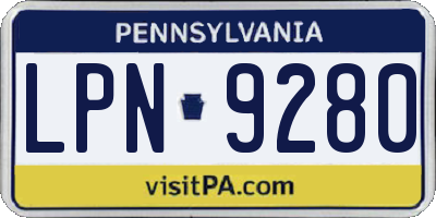 PA license plate LPN9280