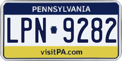 PA license plate LPN9282