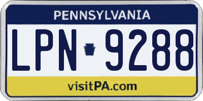 PA license plate LPN9288