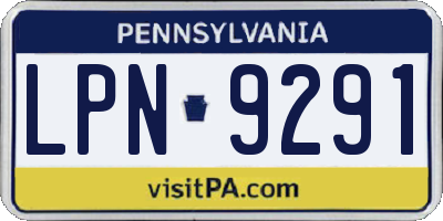 PA license plate LPN9291