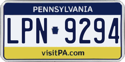 PA license plate LPN9294