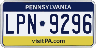PA license plate LPN9296