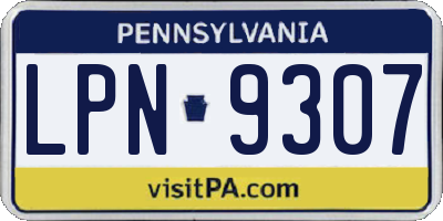PA license plate LPN9307