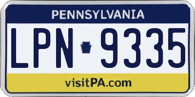 PA license plate LPN9335