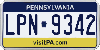 PA license plate LPN9342