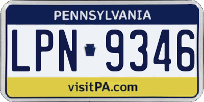PA license plate LPN9346