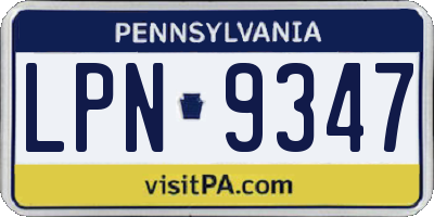 PA license plate LPN9347