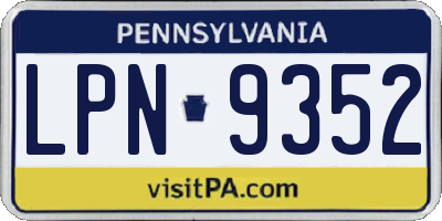 PA license plate LPN9352