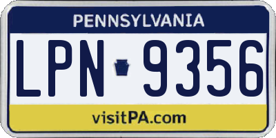 PA license plate LPN9356