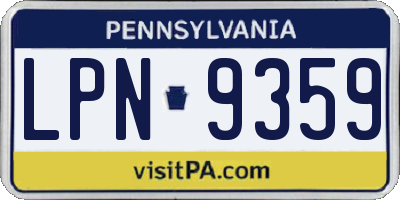 PA license plate LPN9359
