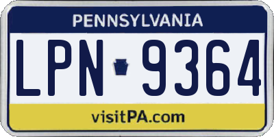 PA license plate LPN9364