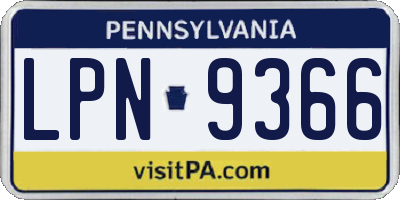 PA license plate LPN9366