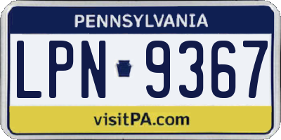 PA license plate LPN9367