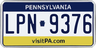 PA license plate LPN9376