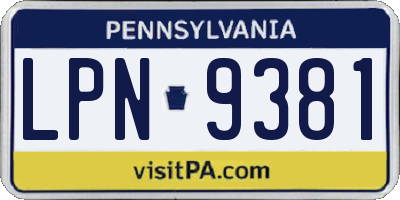 PA license plate LPN9381