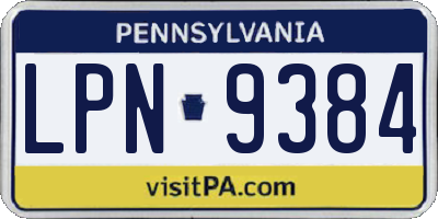 PA license plate LPN9384
