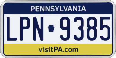 PA license plate LPN9385