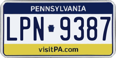 PA license plate LPN9387