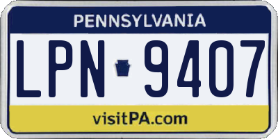 PA license plate LPN9407