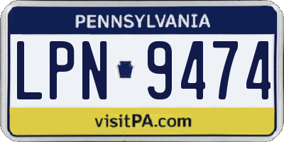 PA license plate LPN9474