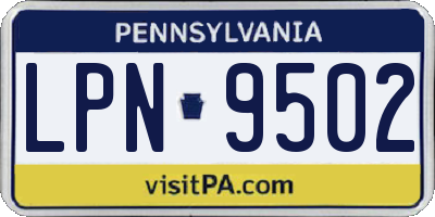 PA license plate LPN9502