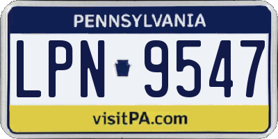 PA license plate LPN9547
