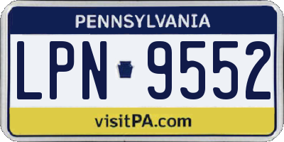 PA license plate LPN9552