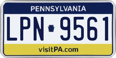 PA license plate LPN9561