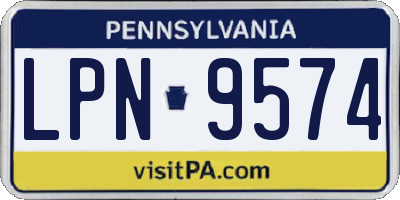 PA license plate LPN9574