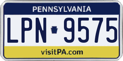 PA license plate LPN9575