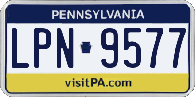 PA license plate LPN9577