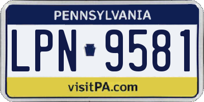 PA license plate LPN9581