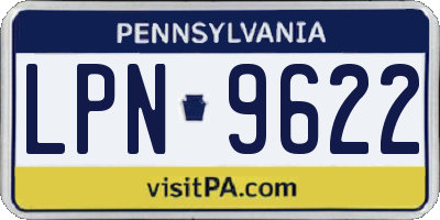 PA license plate LPN9622