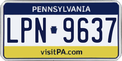 PA license plate LPN9637