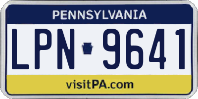 PA license plate LPN9641