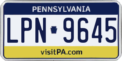 PA license plate LPN9645
