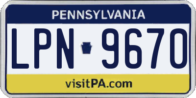 PA license plate LPN9670