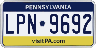 PA license plate LPN9692