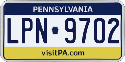 PA license plate LPN9702