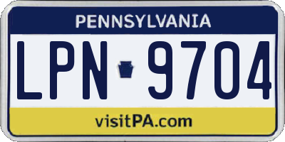 PA license plate LPN9704