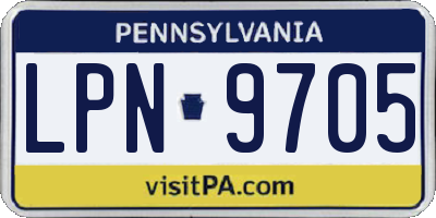 PA license plate LPN9705