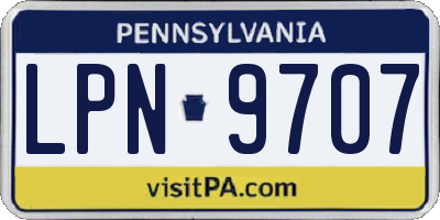 PA license plate LPN9707