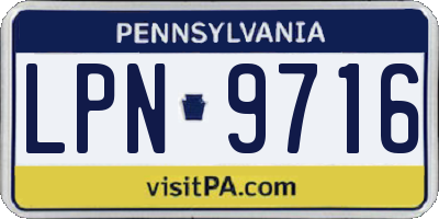 PA license plate LPN9716