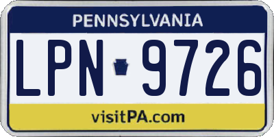 PA license plate LPN9726